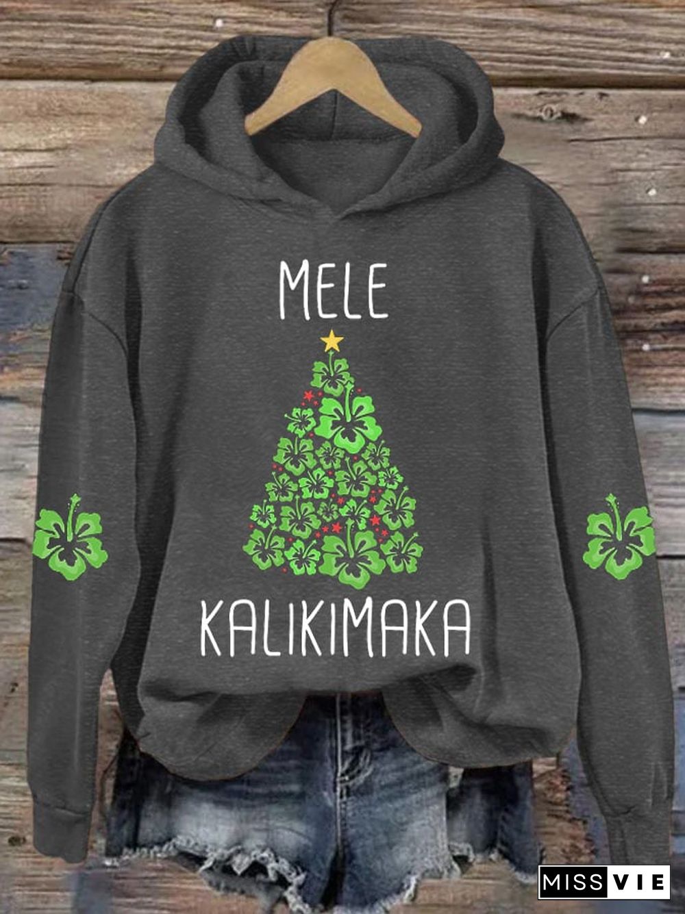 Women's Hawaiian Christmas Mele Kalikimaka Hibiscus Hoodie