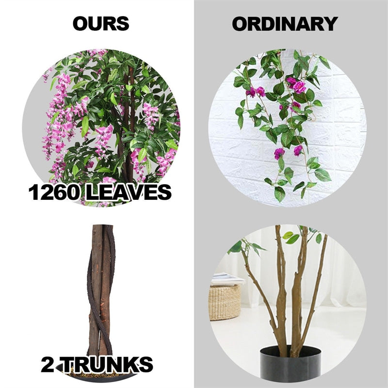 6FT Artificial Ficus Tree Fake Wisteria Tree Faux Plant for Indoor Outdoor Office Living Room D¨¦cor