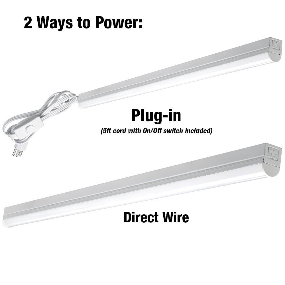 Commercial Electric 4 ft LED Garage Workshop Ceiling Strip Light Plug-In or Hardwire 1800 Lumens Power  Linking Cord 4000K Bright White 54261141