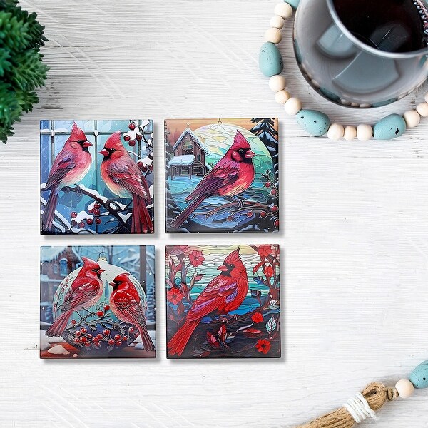 Square Ceramic Trivet Cardinal