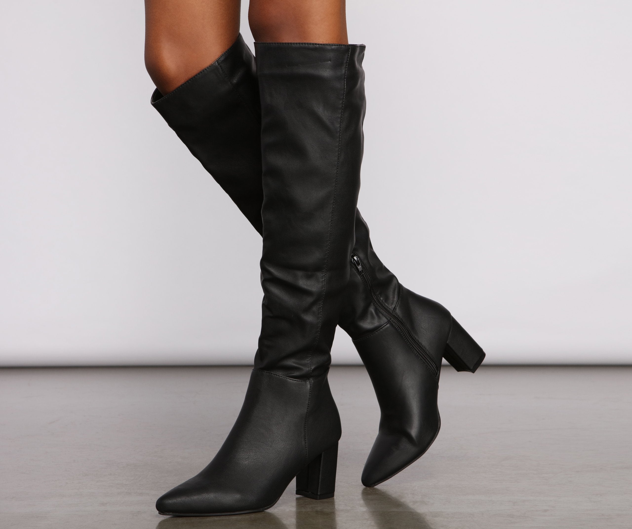 Lead The Way Faux Leather Over The Knee Boots