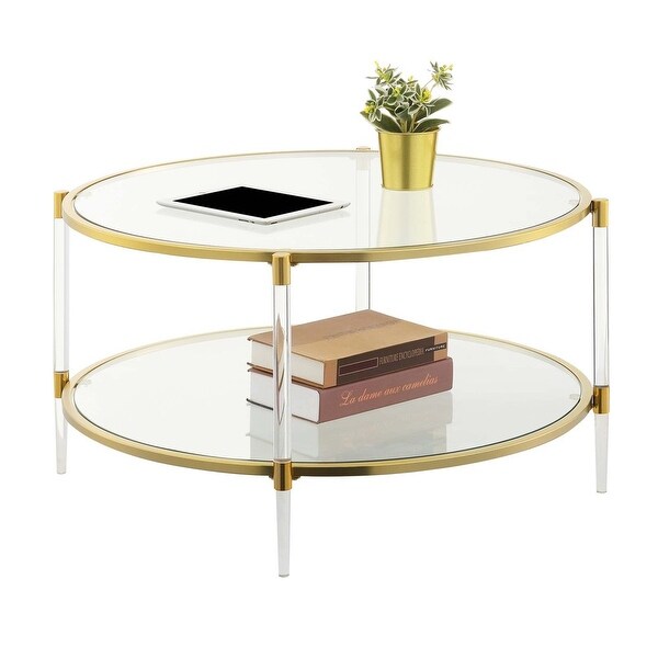 Royal Crest Acrylic Glass Coffee Table， Clear/Gold