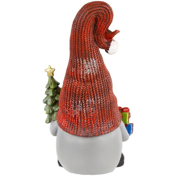 Gnome with Cardinal Holding Christmas Tree Decoration