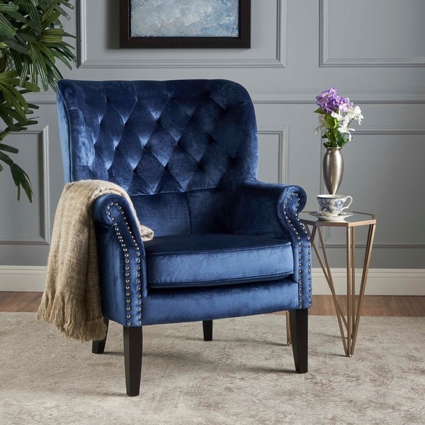 Tomlin Nailhead Velvet Club Chair by Christopher Knight Home