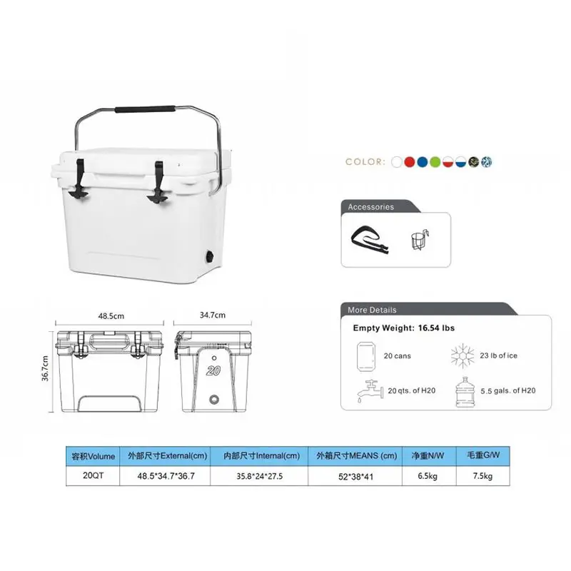 Kingpool Wholesale Custom Car Hard Cooler Box hielera portatil Outdoor Camping Fishing Rotomolded Ice Chest Coolers Box