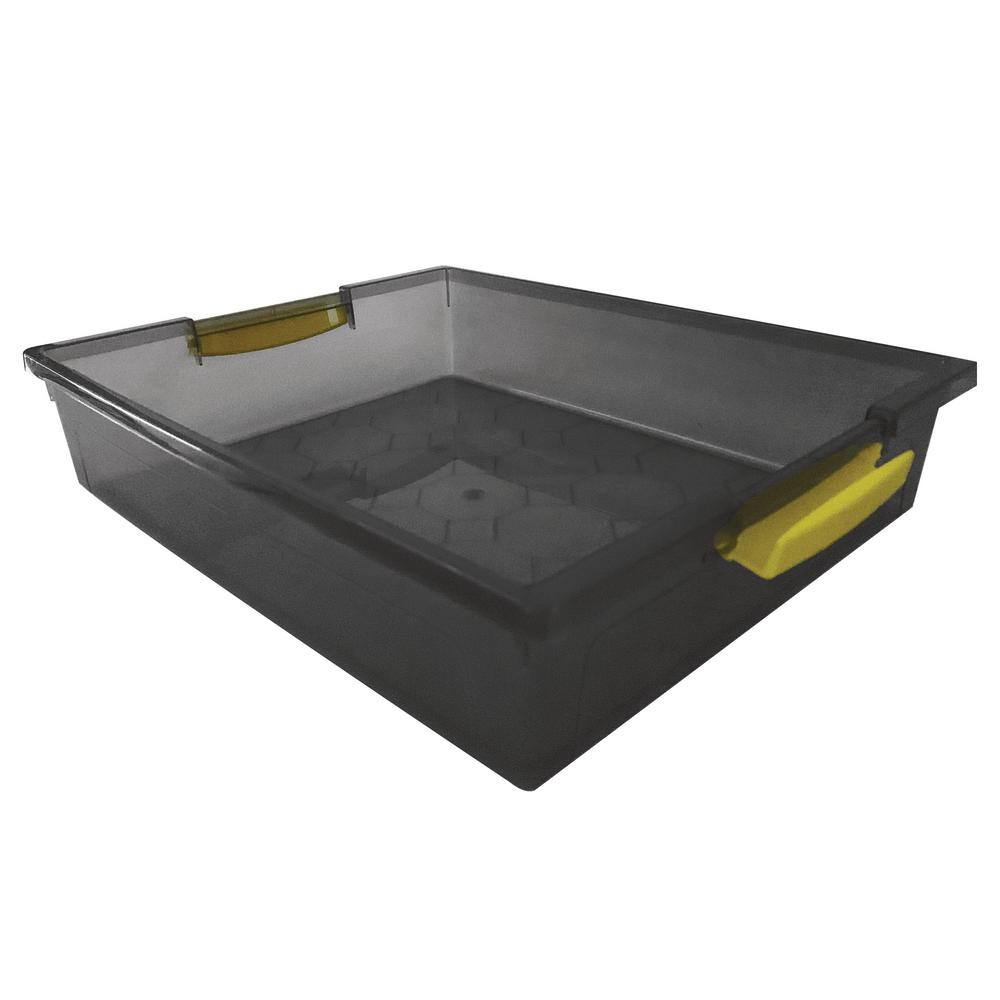 Modern Homes 0.5 Gal. Large Storage Box Translucent in Gray Bin with Yellow Handles with cover 22149