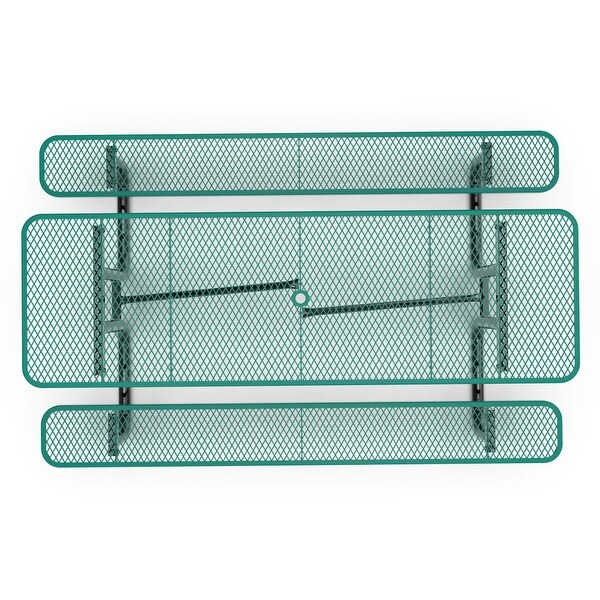 Commercial Grade Expanded Mesh Metal Outdoor Picnic Table with Anchors