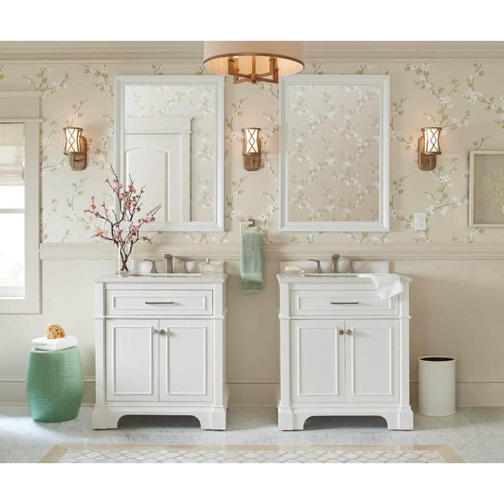 Home Decorators Collection Caville 30 in W x 22 in D x 345 in H Bath Vanity in Sage Green with Carrara Marble Top