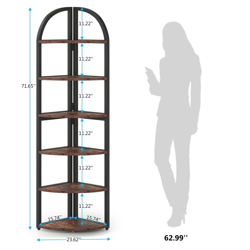 6 Tier/7 Tier Corner Shelf  Tall Corner Bookshelf  Freestanding Display Book Shelf