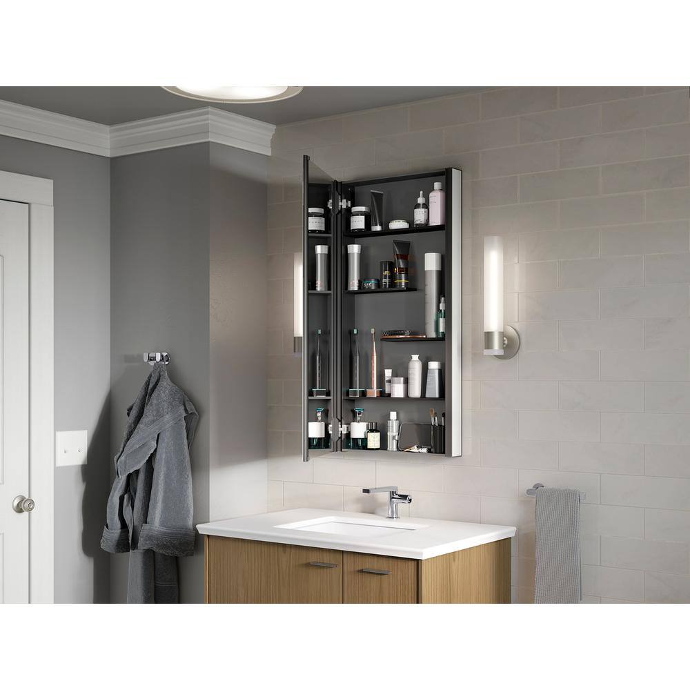 KOHLER Maxstow 20 in. x 40 in. Surface-Mount Medicine Cabinet with Mirror in Dark Anodized Aluminum K-81148-DA1