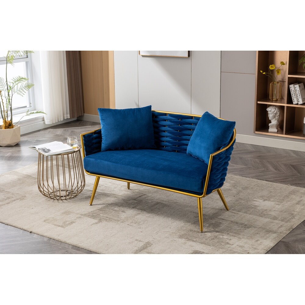 Velvet Accent Chair Modern Upholstered Armsofa Tufted Sofa with Metal Frame