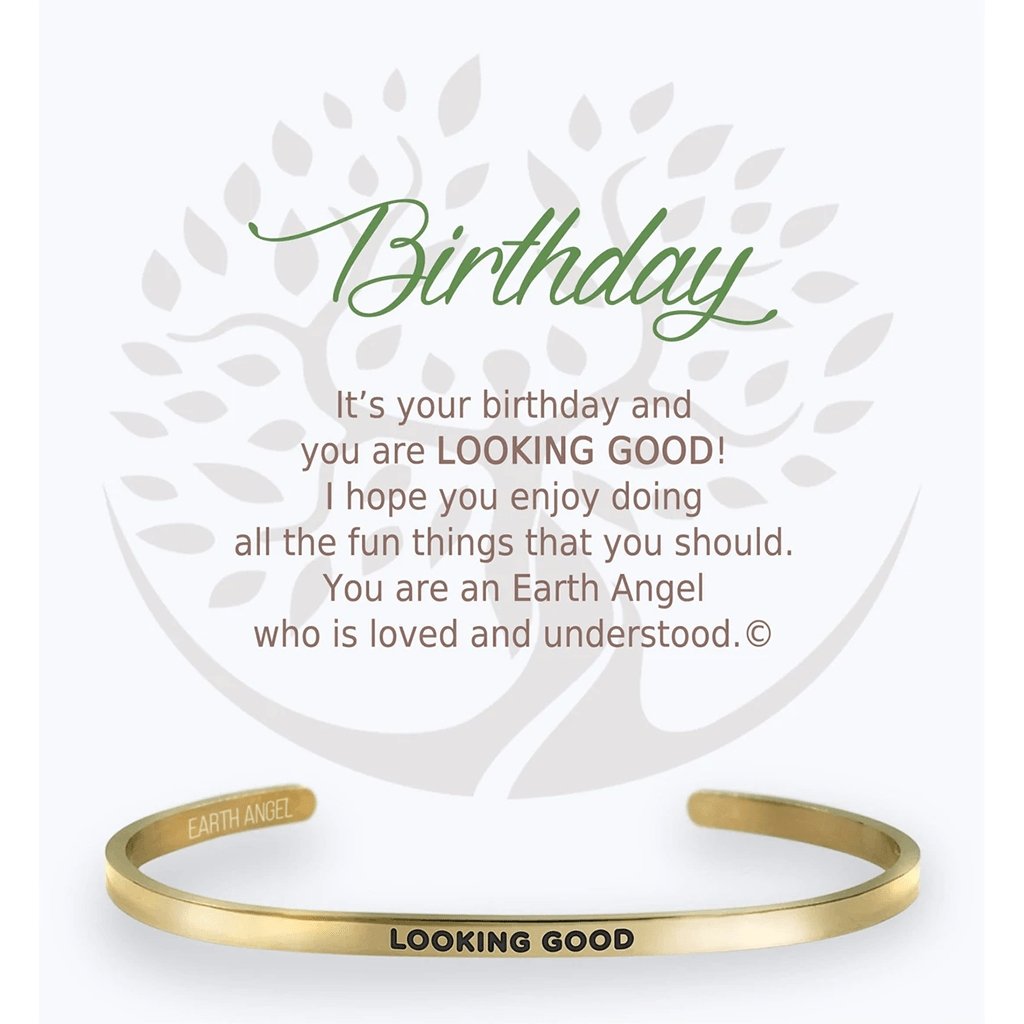 Earth Angel  Birthday Cuff Bracelet in Gold