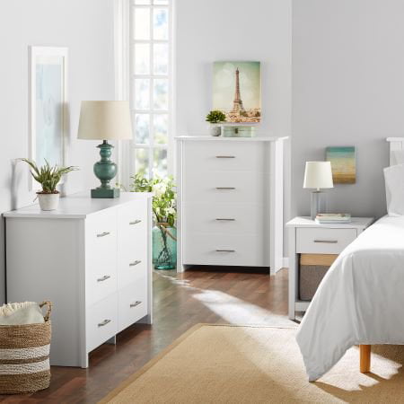 Mainstays Hillside 4-Drawer Dresser, White Finish