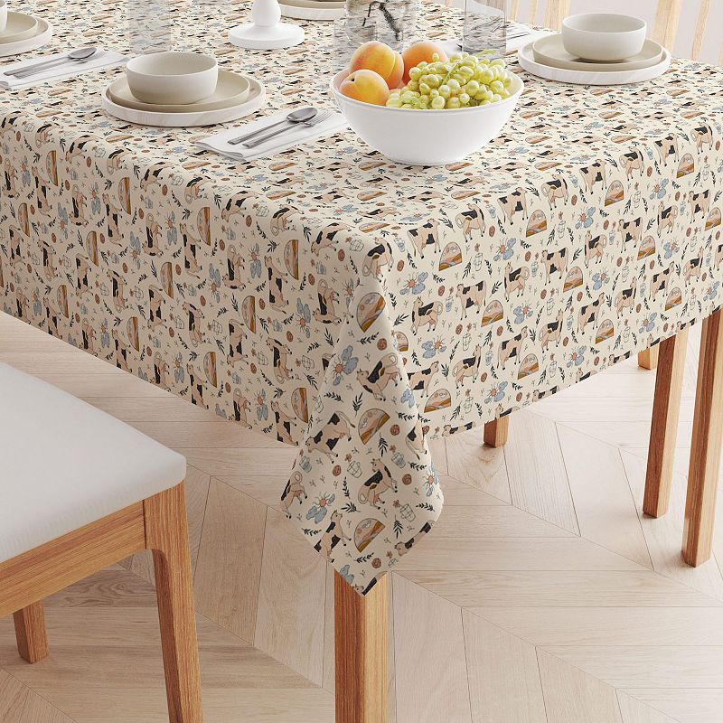 Square Tablecloth， 100% Cotton， 60x60， Farmhouse Cows