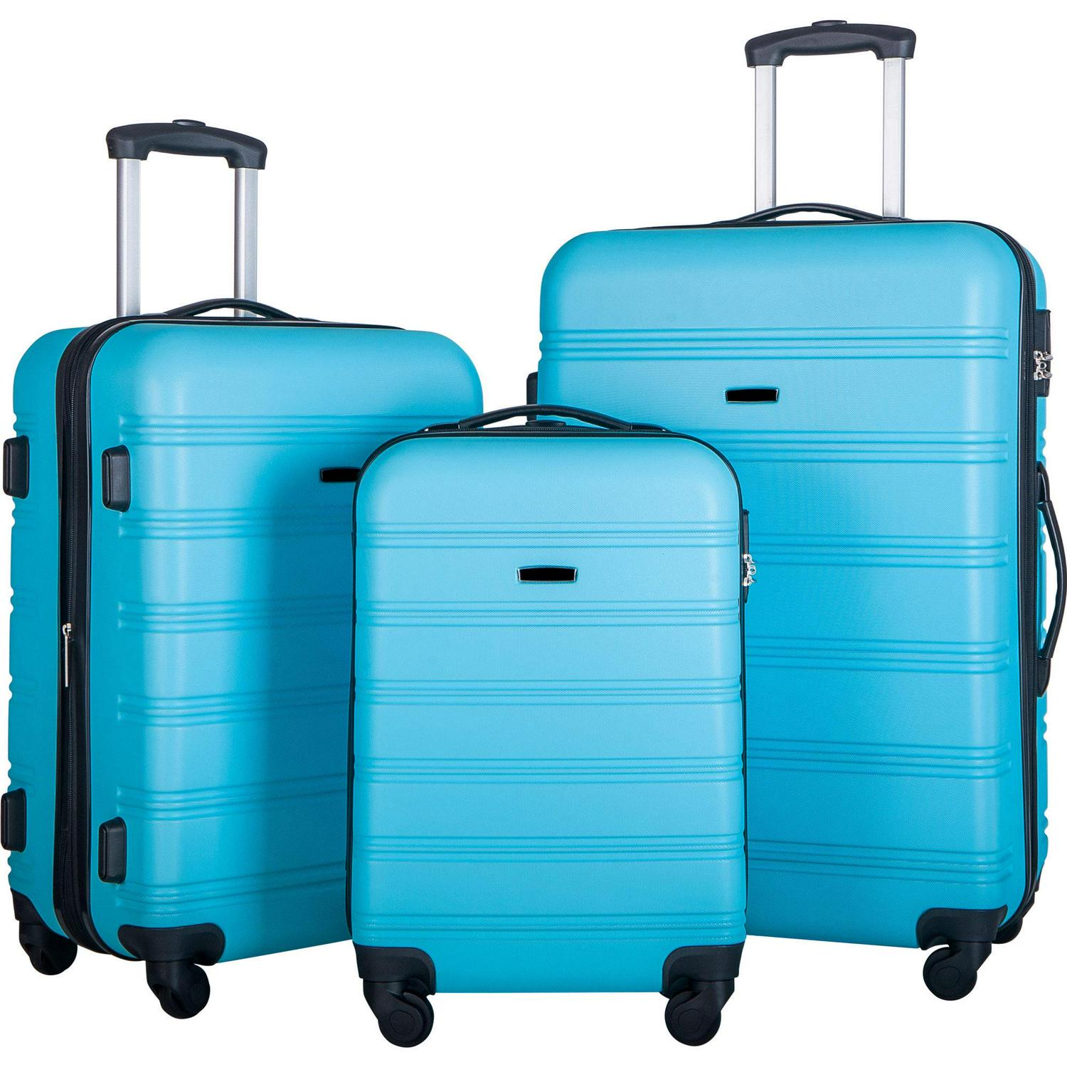 3 Pcs Luggage Set Expandable Hardside Lightweight Spinner Suitcase with TSA Lock [Upgraded Version]，Sky Blue