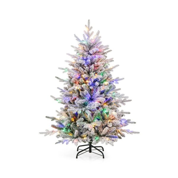 Flocked Christmas Tree with 8 Lighting Modes and MultiColor LED Lights