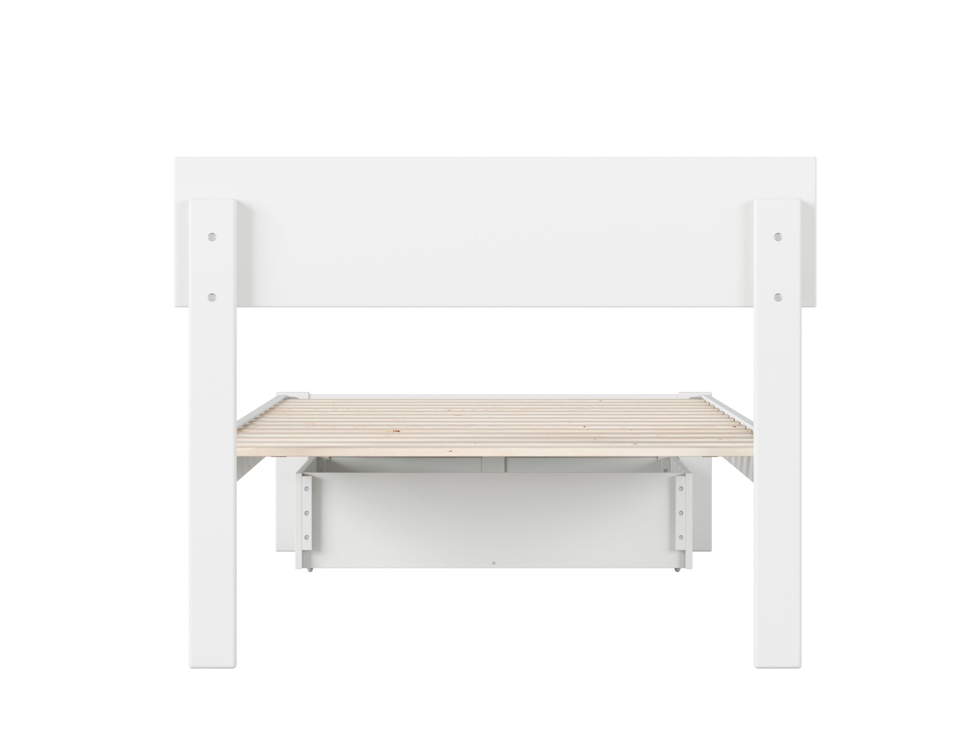 Boston Twin Extra Long Bed with Foot Drawer in White