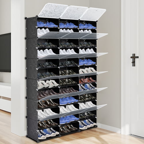 Ktaxon 36 Cubes 72 Pairs Modular Plastic Shoe Storage Cabinet Boxes Expandable 12 Tiers Shoe Rack