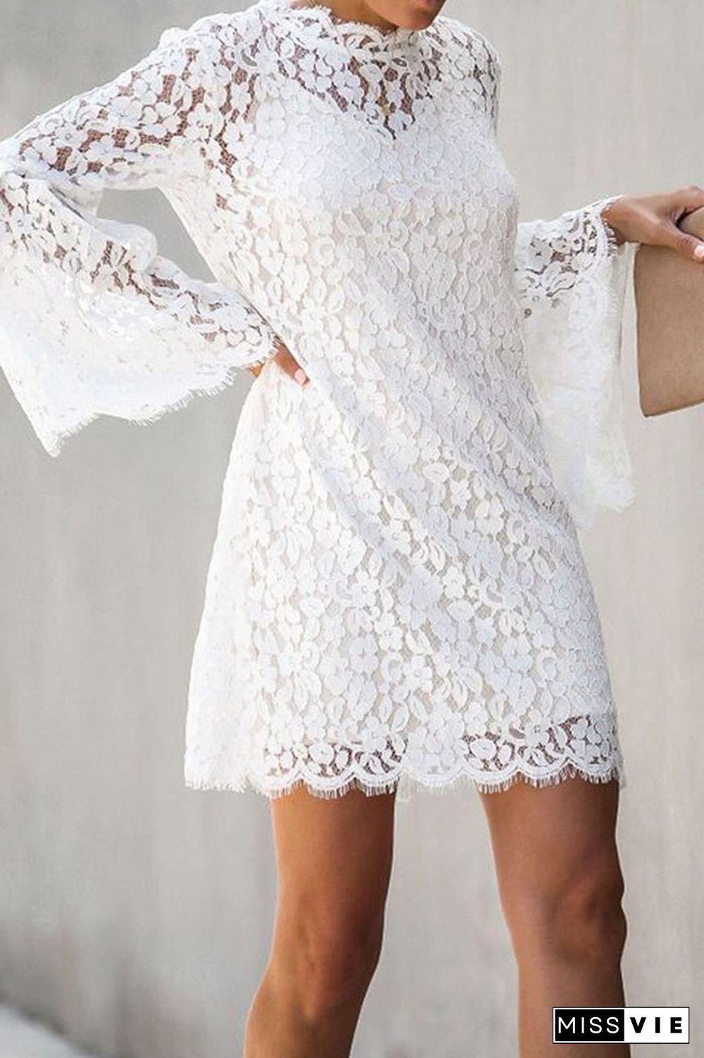 Flare Sleeve Lace Two Pieces Mini Dress