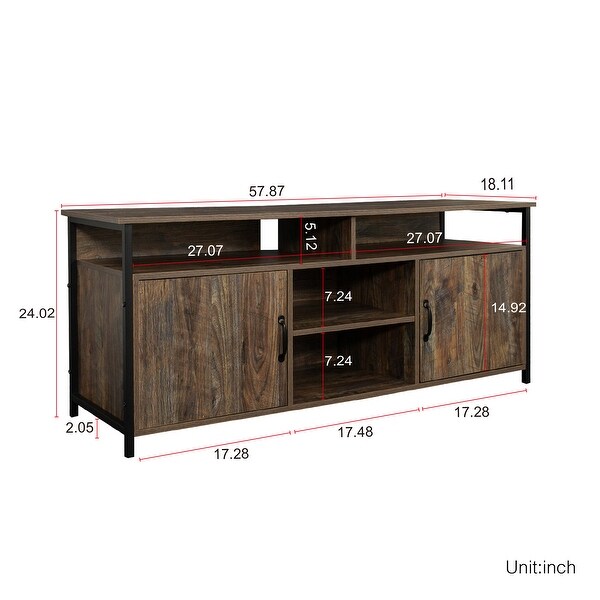 TV Stand ，Modern Wood Universal Media Console with Metal Legs