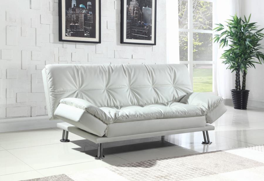 Dilleston Tufted Back Upholstered Sofa Bed White-300291