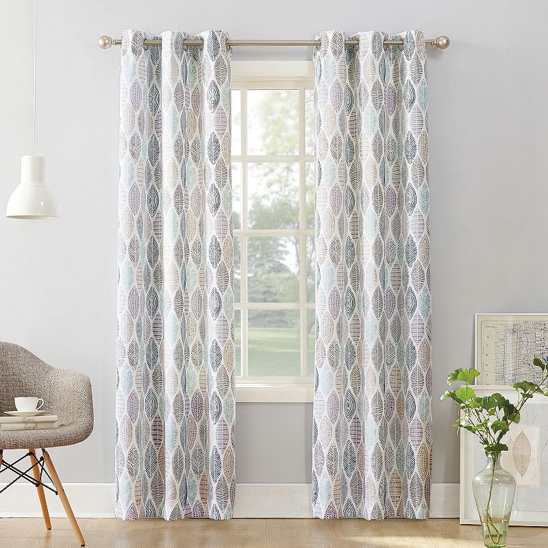 No. 918 Sora Print Textured Semi-Sheer Grommet Single Curtain Panel