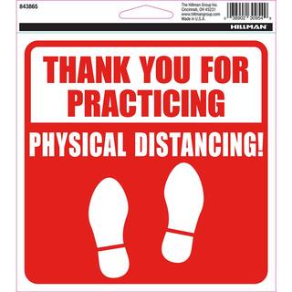 Hillman 6 in. x 6 in. Thank You for Practicing Social Distance Sign 843865