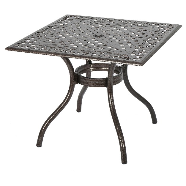 Phoenix Square Cast Aluminum Table Hammered Bronze Christopher Knight Home