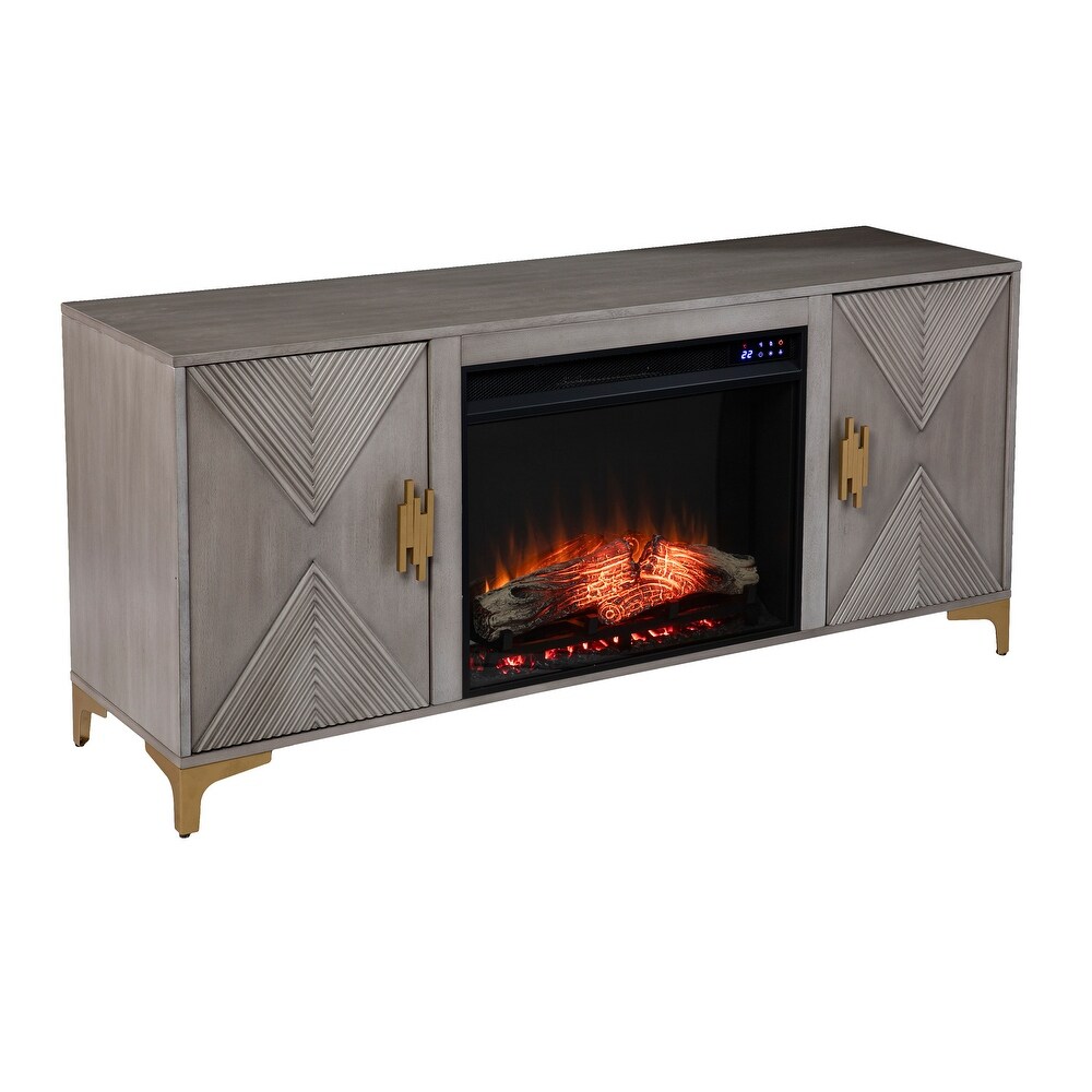 SEI Furniture Lillyvale Contemporary Media TV Stand with Electric Fireplace Insert and Storage