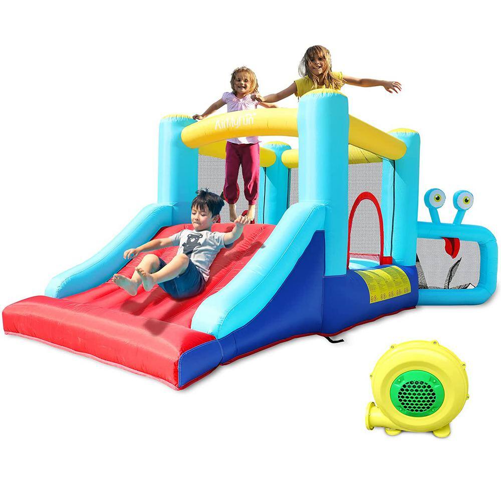 dubbin 5-In-1 Inflatable Bounce House with Football Goal Frame and Basketball Hoop with 350 Watt Blower FXINC-A001