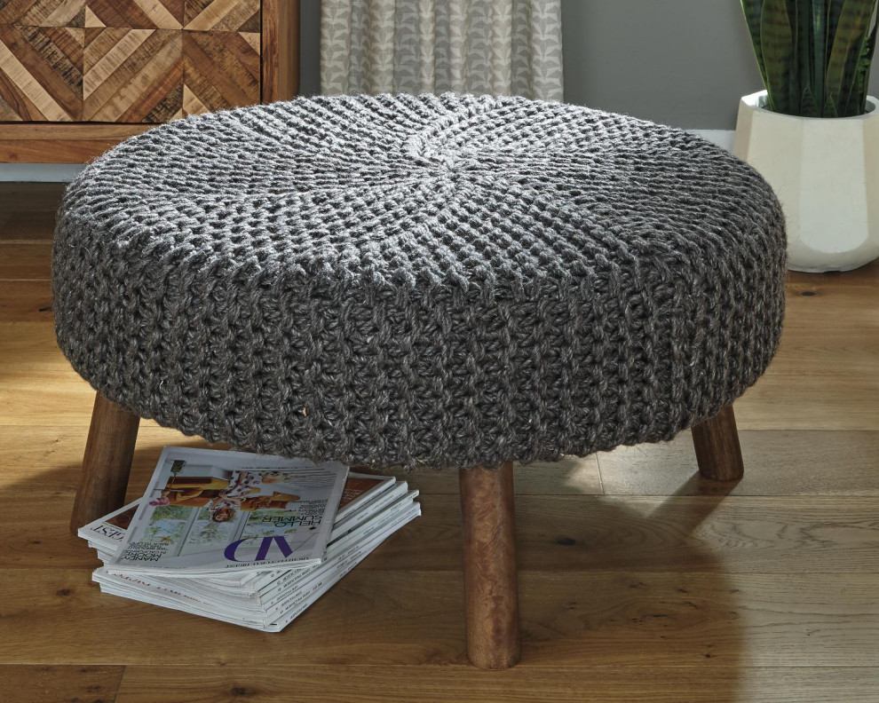 Jassmyn Charcoal Oversized Accent Ottoman   Midcentury   Footstools And Ottomans   by Ashley Furniture Industries  Houzz