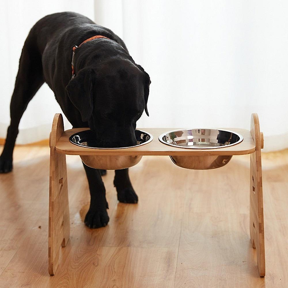 Adjustable height double dog bowl