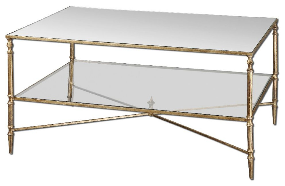 Uttermost Henzler 38 x 19 quotMirrored Glass Coffee Table   Traditional   Coffee Tables   by Designer Lighting and Fan  Houzz