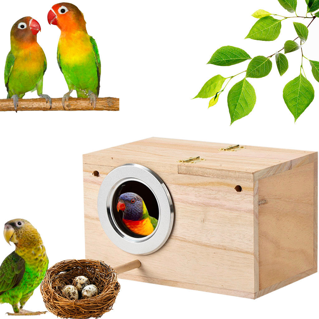 Pompotops Parakeet Ne st Box Bird House Wood Breeding Box for Lovebirds Parrotlets Mating