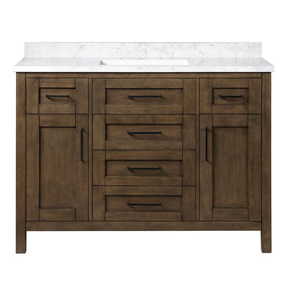 OVE Decors Tahoe 48 in. W x 21 in. D Single Sink Vanity in Almond Latte with Cultured Marble Vanity Top in White with White Basin 15VVA-TAHB48-05