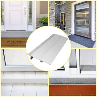 VEVOR 12.2 in. x 34 in. x 2 in. Silver Aluminum Threshold Speed Ramp for Home 2 in. Rise Door Threshold Ramp WFSLYPDYCGLZ2DCD3V0