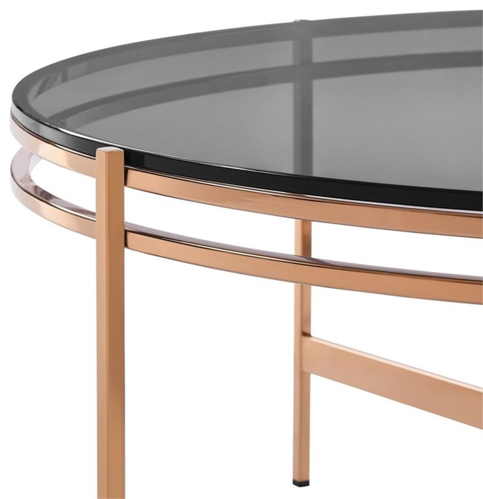 Modrest Bradford Modern Tempered Glass Coffee Table in Rose Gold/Clear   Midcentury   Coffee Tables   by Homesquare  Houzz