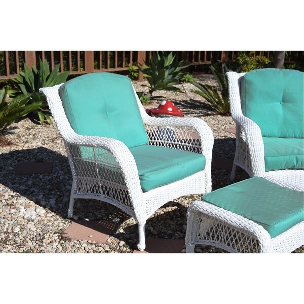 Jeco White Wicker 6piece Seating Set with Tan Cushions