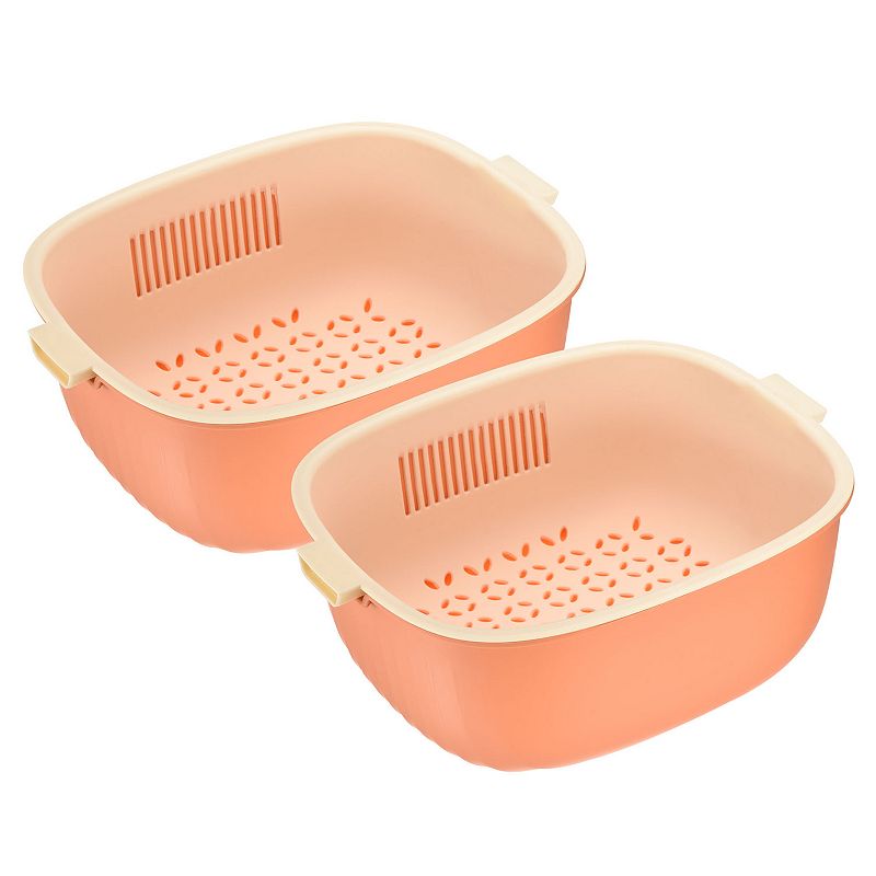 Colander Bowl Strainers Set 2PCS， Plastic Drain Basket Washing Colander