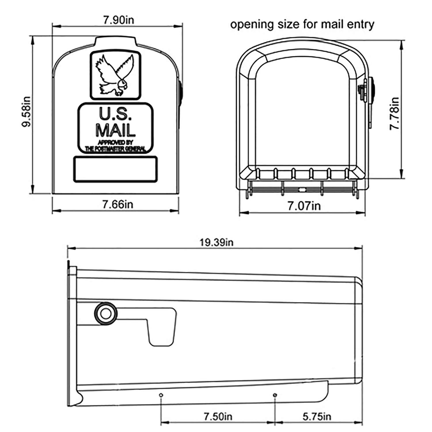 Gibraltar Mailboxes Parsons Classic Plastic Post Mount Black Mailbox