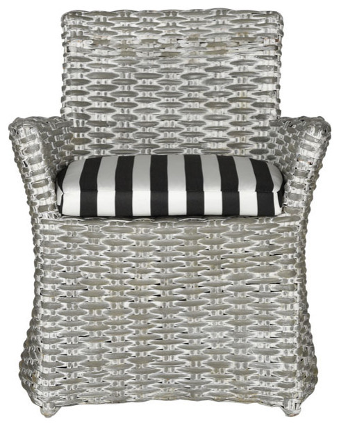 Todd Rattan Arm Chair Grey/ Black/ White   Tropical   Armchairs And Accent Chairs   by AED Luxury Home Decor  Houzz