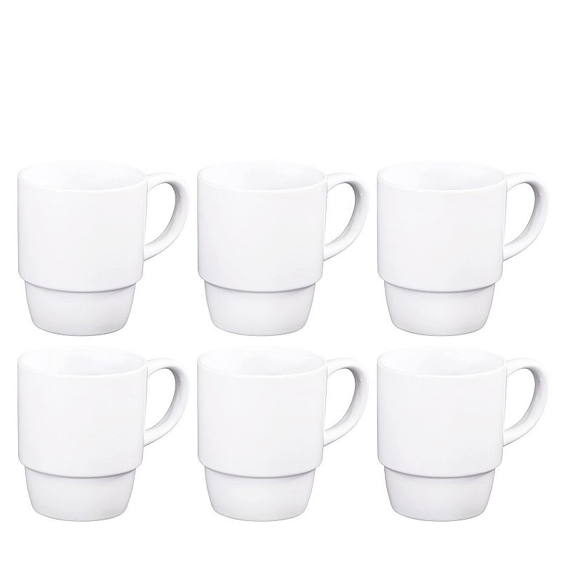 18 Oz Plain Stacking Coffee Mug Set Of 6， Cute 18 Ounce Porcelain Mugcup Set