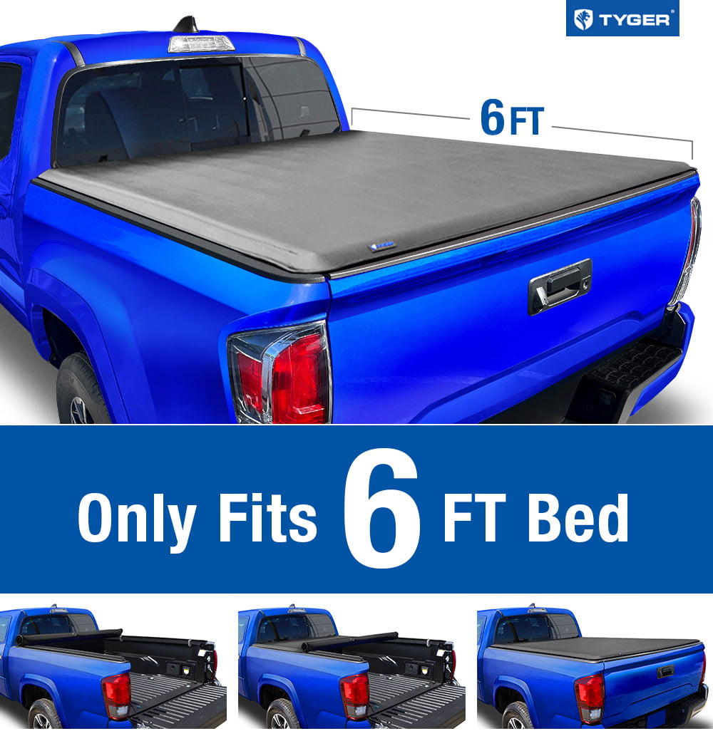 Tyger Auto T1 Soft Roll-up Truck Bed Tonneau Cover Compatible with 2005-2015 Toyota Tacoma | 6' Bed | TG-BC1T9037 | Vinyl