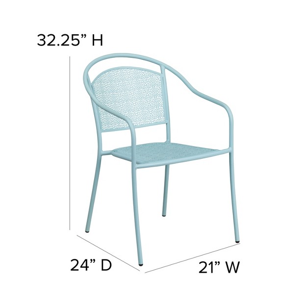 Emma And Oliver Commercial Grade 5 Pack Indoor outdoor Steel Patio Arm Chair With Round Back