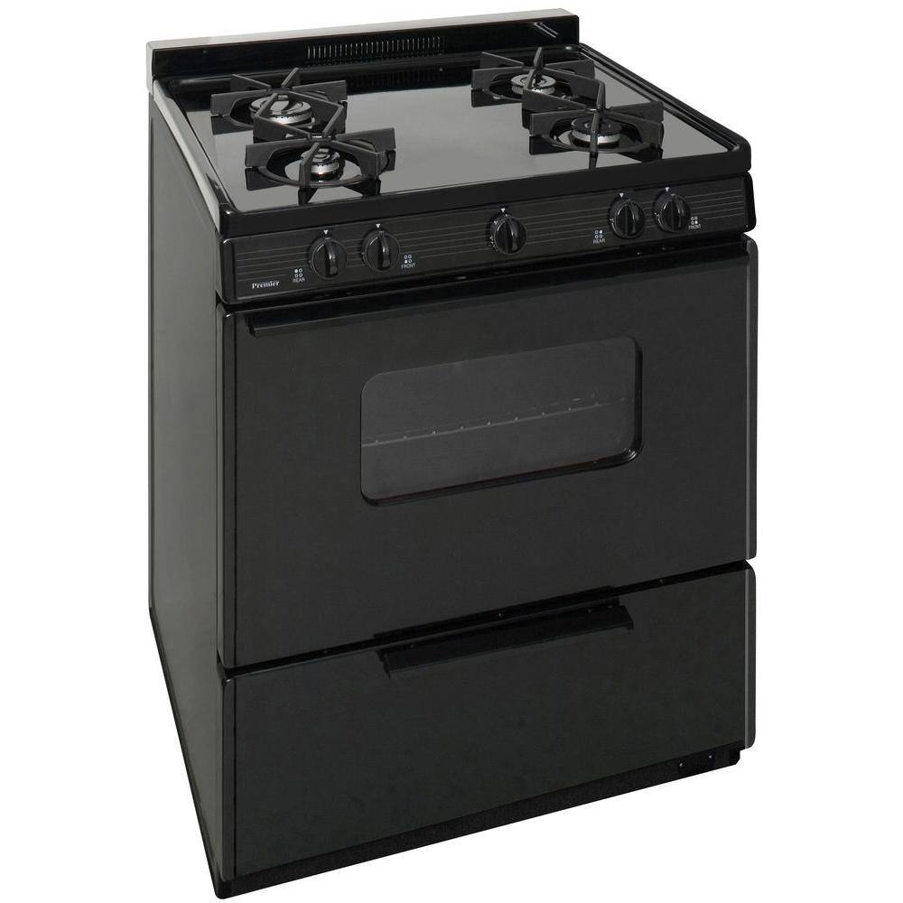 Premier 30 in. 3.91 cu. ft. Battery Spark Ignition Gas Range in Black BMK5X0BP