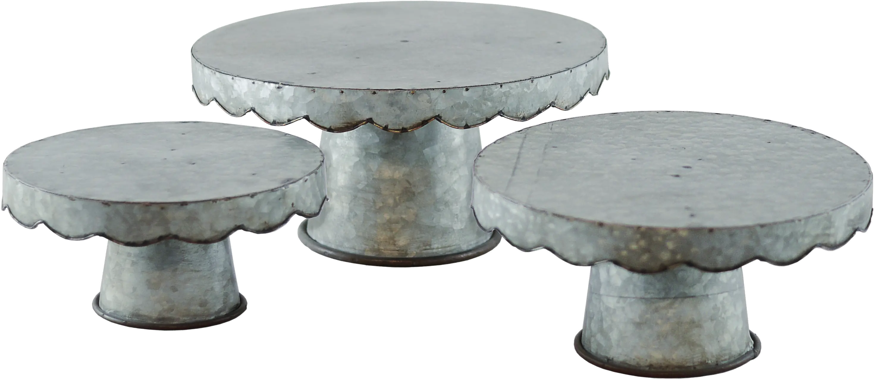 14 Inch Galvanized Metal Scalloped Design Cake Stand