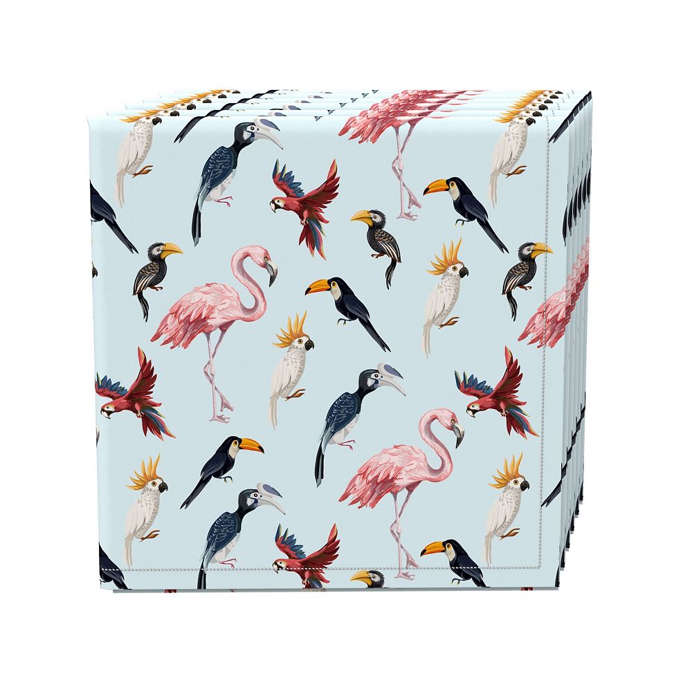 Napkin Set， 100% Polyester， Set of 4， 18x18， Jungle Birds