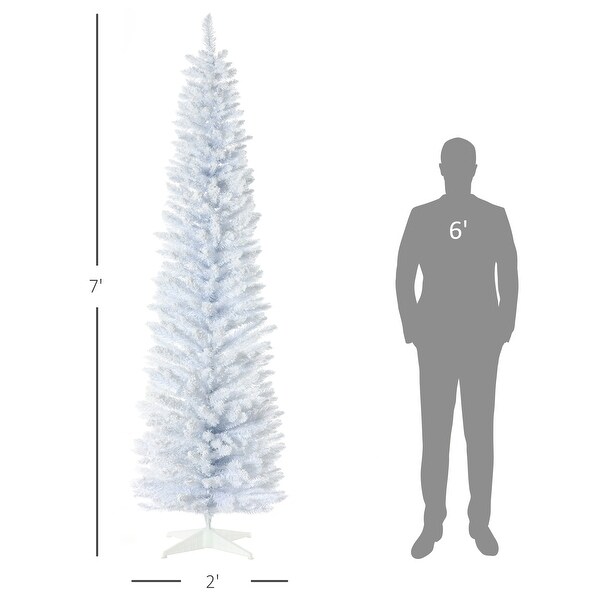 5' / 7' Christmas Tree，Slim Design with Realistic Branches，White