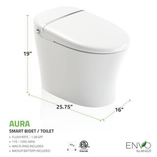 ANZZI Envo Aura Elongated Smart Bidet Toilet in White with Remote TL-STSF851WH