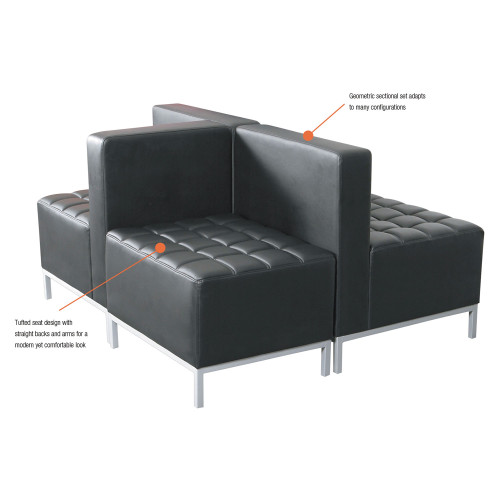 Alera QUB Series Corner Sectional， 26.38w x 26.38d x 30.5h， Black (QB8016)